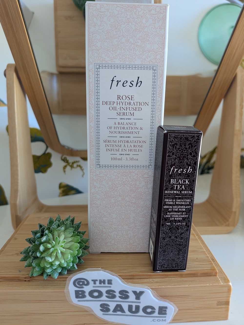 Fresh Rose Oil-Infused Serum Full Size + Black Tea Renewal Serum Travel Duo NWT